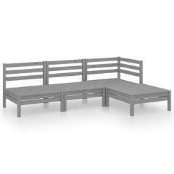 vidaXL Juego de muebles de jardín 4 piezas madera maciza de pino gris