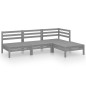 vidaXL Juego de muebles de jardín 4 piezas madera maciza de pino gris vidaXL Juego de muebles de jardín 4 piezas madera maciza de pino gris