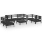 vidaXL Juego de muebles de jardín 8 pzas madera de pino maciza negro vidaXL Juego de muebles de jardín 8 pzas madera de pino maciza negro
