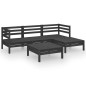 vidaXL Juego de muebles de jardín 5 pzas madera de pino maciza negro vidaXL Juego de muebles de jardín 5 pzas madera de pino maciza negro