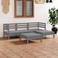 vidaXL Juego de muebles de jardín 5 piezas madera maciza de pino gris