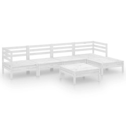 vidaXL Juego de muebles de jardín 6 piezas madera maciza pino blanco