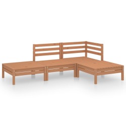vidaXL Juego muebles de jardín 4 pzas madera maciza pino marrón miel