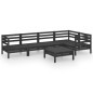vidaXL Juego de muebles de jardín 6 pzas madera maciza de pino negro vidaXL Juego de muebles de jardín 6 pzas madera maciza de pino negro