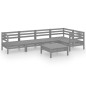 vidaXL Juego de muebles de jardín 6 piezas madera maciza de pino gris