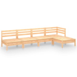 vidaXL Juego de muebles de jardín 5 piezas madera maciza pino