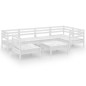 vidaXL Juego de muebles de jardín 7 piezas madera maciza pino blanco vidaXL Juego de muebles de jardín 7 piezas madera maciza pino blanco