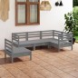 vidaXL Juego de muebles de jardín 5 piezas madera maciza de pino gris