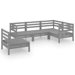 vidaXL Juego de muebles de jardín 5 piezas madera maciza de pino gris