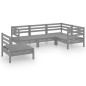 vidaXL Juego de muebles de jardín 5 piezas madera maciza de pino gris