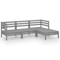 vidaXL Juego de muebles de jardín 4 piezas madera maciza de pino gris