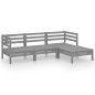 vidaXL Juego de muebles de jardín 4 piezas madera maciza de pino gris