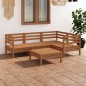 vidaXL Juego muebles de jardín 5 pzas madera maciza pino marrón miel