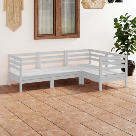 vidaXL Juego de muebles de jardín 4 piezas madera maciza pino blanco