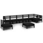 vidaXL Juego de muebles de jardín 8 pzas madera maciza de pino negro vidaXL Juego de muebles de jardín 8 pzas madera maciza de pino negro