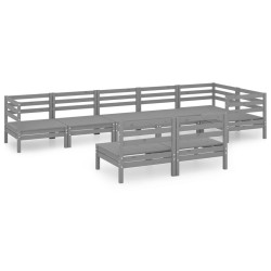 vidaXL Juego de muebles de jardín 8 piezas madera maciza de pino gris