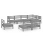 vidaXL Juego de muebles de jardín 8 piezas madera maciza de pino gris