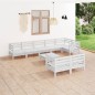 vidaXL Juego de muebles de jardín 9 piezas madera maciza pino blanco vidaXL Juego de muebles de jardín 9 piezas madera maciza pino blanco