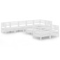 vidaXL Juego de muebles de jardín 9 piezas madera maciza pino blanco vidaXL Juego de muebles de jardín 9 piezas madera maciza pino blanco