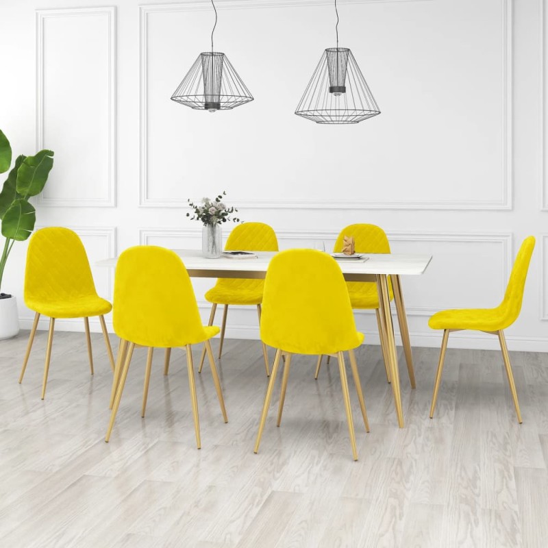 vidaXL Sillas de comedor 6 uds terciopelo amarillo mostaza vidaXL Sillas de comedor 6 uds terciopelo amarillo mostaza