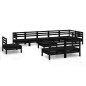 vidaXL Juego de muebles de jardín 10 pzas madera maciza de pino negro vidaXL Juego de muebles de jardín 10 pzas madera maciza de pino negro
