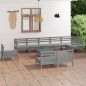 vidaXL Juego de muebles de jardín 10 piezas madera maciza de pino gris vidaXL Juego de muebles de jardín 10 piezas madera maciza de pino gris