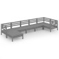 vidaXL Juego de muebles de jardín 7 piezas madera maciza de pino gris vidaXL Juego de muebles de jardín 7 piezas madera maciza de pino gris