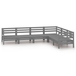 vidaXL Juego de muebles de jardín 6 piezas madera maciza de pino gris