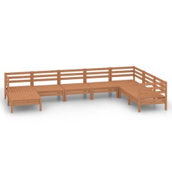 vidaXL Juego muebles de jardín 8 pzas madera maciza pino marrón miel