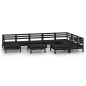 vidaXL Juego de muebles de jardín 10 pzas madera maciza de pino negro vidaXL Juego de muebles de jardín 10 pzas madera maciza de pino negro