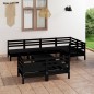 vidaXL Juego de muebles de jardín 8 pzas madera maciza de pino negro vidaXL Juego de muebles de jardín 8 pzas madera maciza de pino negro