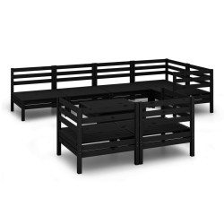 vidaXL Juego de muebles de jardín 8 pzas madera maciza de pino negro