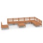 vidaXL Juego muebles de jardín 9 pzas madera maciza pino marrón miel vidaXL Juego muebles de jardín 9 pzas madera maciza pino marrón miel