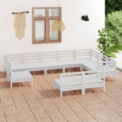 vidaXL Juego de muebles de jardín 10 piezas madera maciza pino blanco