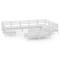 vidaXL Juego de muebles de jardín 10 piezas madera maciza pino blanco