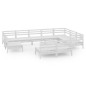 vidaXL Juego de muebles de jardín 10 piezas madera maciza pino blanco vidaXL Juego de muebles de jardín 10 piezas madera maciza pino blanco