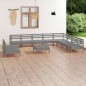 vidaXL Juego de muebles de jardín 11 piezas madera maciza de pino gris