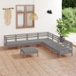 vidaXL Juego de muebles de jardín 8 piezas madera maciza de pino gris vidaXL Juego de muebles de jardín 8 piezas madera maciza de pino gris