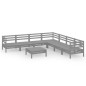 vidaXL Juego de muebles de jardín 8 piezas madera maciza de pino gris vidaXL Juego de muebles de jardín 8 piezas madera maciza de pino gris