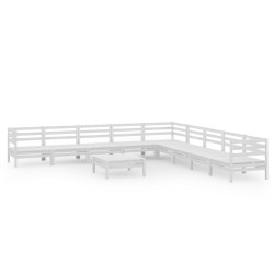 vidaXL Juego de muebles de jardín 10 piezas madera maciza pino blanco