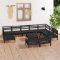 vidaXL Juego de muebles de jardín 11 pzas madera maciza de pino negro vidaXL Juego de muebles de jardín 11 pzas madera maciza de pino negro