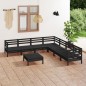 vidaXL Juego de muebles de jardín 8 pzas madera maciza de pino negro vidaXL Juego de muebles de jardín 8 pzas madera maciza de pino negro