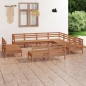 vidaXL Juego muebles de jardín 11 pzas madera maciza pino marrón miel