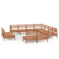 vidaXL Juego muebles de jardín 11 pzas madera maciza pino marrón miel