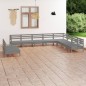 vidaXL Juego de muebles de jardín 10 piezas madera maciza de pino gris vidaXL Juego de muebles de jardín 10 piezas madera maciza de pino gris