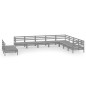 vidaXL Juego de muebles de jardín 10 piezas madera maciza de pino gris vidaXL Juego de muebles de jardín 10 piezas madera maciza de pino gris