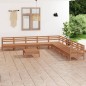 vidaXL Juego muebles de jardín 10 pzas madera maciza pino marrón miel vidaXL Juego muebles de jardín 10 pzas madera maciza pino marrón miel