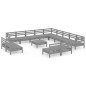 vidaXL Juego de muebles de jardín 14 piezas madera maciza de pino gris vidaXL Juego de muebles de jardín 14 piezas madera maciza de pino gris