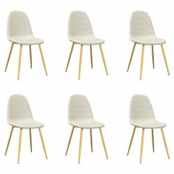 vidaXL Sillas de comedor 6 unidades terciopelo blanco crema