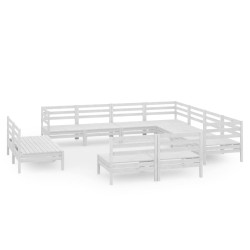 vidaXL Juego de muebles de jardín 11 piezas madera maciza pino blanco